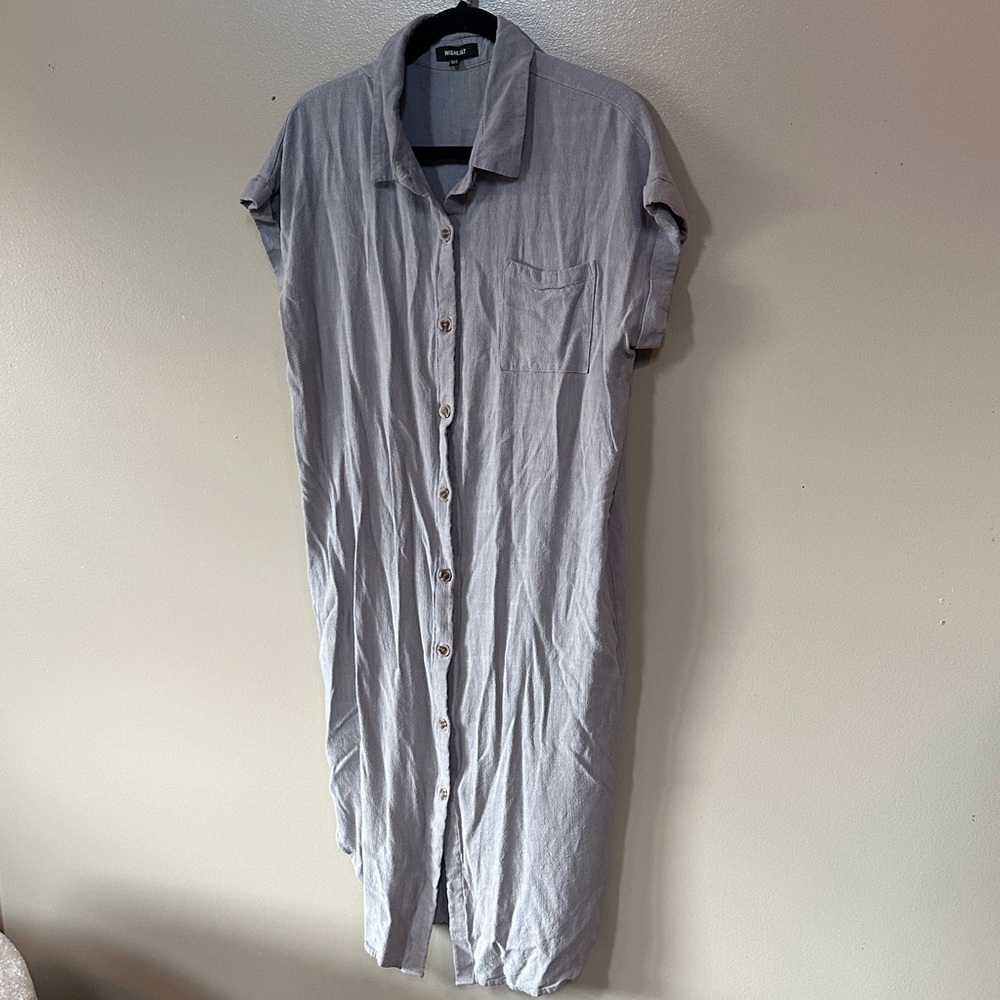 Wishlist Gray Button-Up Dress